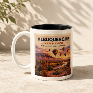 Taza Bicolor Amanecer Desértico de Globo en Albuquerque Nuevo M