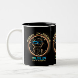 Taza Bicolor Amante de gatos del eclipse solar total de Idabel 