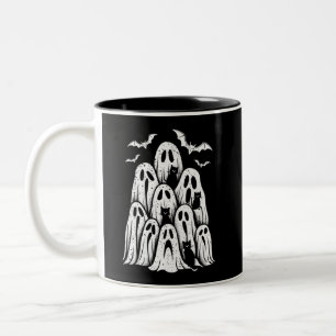 Taza Bicolor Amante de Gatos Fantasmales de Halloween Otoño Tem
