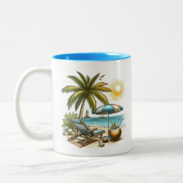Taza Bicolor Amante de la playa