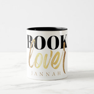 Taza Bicolor Amante de los Libros Nombre de Escritura en Negro 