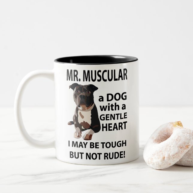 Taza Bicolor Amante de Perros Pitbull (Con donut)