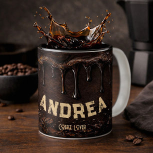 Taza Bicolor Amante del café negro Arte de goteo retro Regalo d
