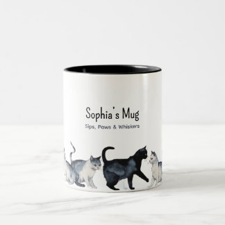 Taza Bicolor Amante personalizado del gato - Gato negro y gris