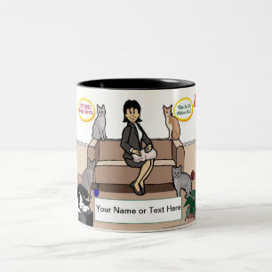 Taza Bicolor Amante personalizado del gato - Personalizado feme
