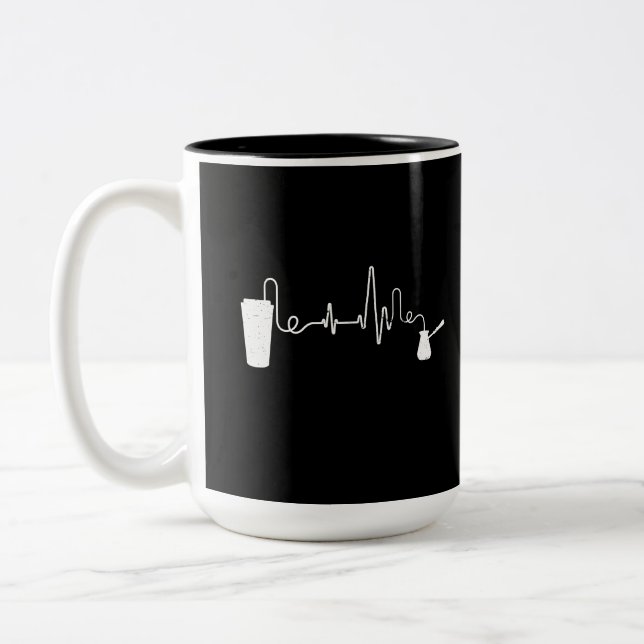Taza Bicolor Amantes de la Cafetería Coffee Heartbeat (Izquierda)