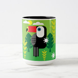 Taza Bicolor Amantes de las aves tropicales turcas