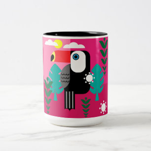 Taza Bicolor Amantes de las aves tropicales turcas