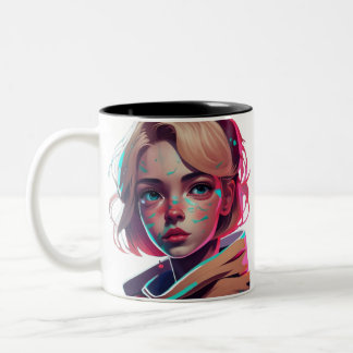 Taza Bicolor Amantes del arte pop de manga animada se enfrentan