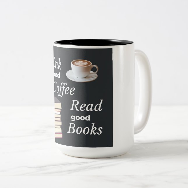 Taza Bicolor Amantes del libro leyendo barro (Anverso derecho)