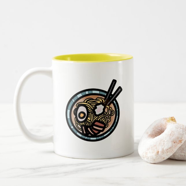 Taza Bicolor Amantes del Ramen adorables japoneses (Con donut)