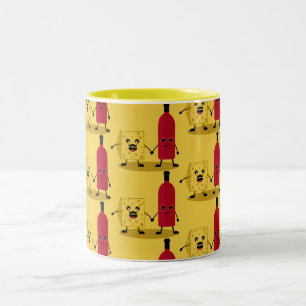 Taza Bicolor Amantes Del Vino Y El Queso
