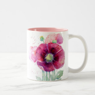 Taza Bicolor Amapolas rosadas
