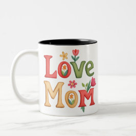 Taza Bicolor Amar a mamá Mensajes de texto con flores