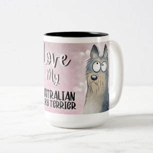 Taza Bicolor Amar a mi Personalizado australiano de Terrier Sil