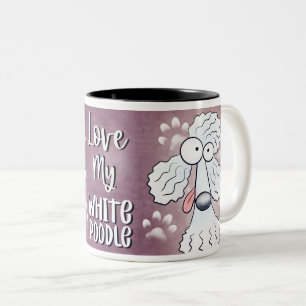 Taza Bicolor Amar a mi Personalizado de caniche blanco 11oz