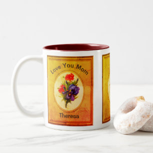 Taza Bicolor Amar a tu mamá Personalizada Blue Iris Bouquet