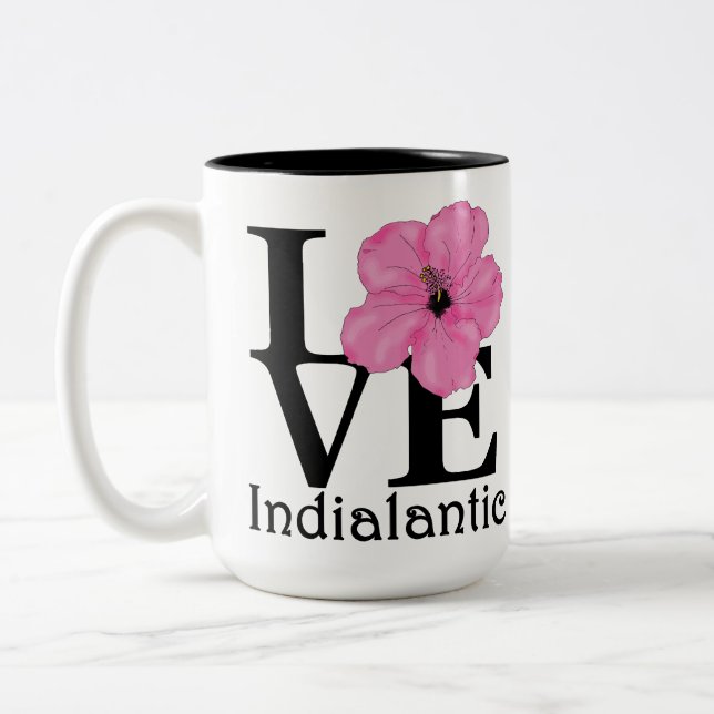 Taza Bicolor AMAR el rosa indio Hibiscus 15oz (Izquierda)