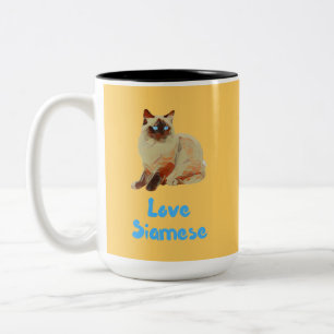 Taza Bicolor Amar los gatos siameses