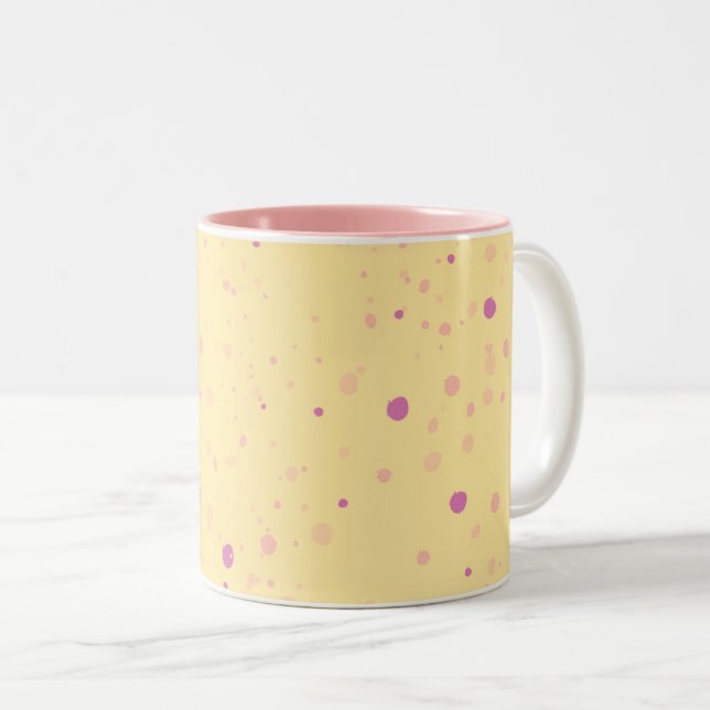 Taza Bicolor Amarillo con motas rosadas (Anverso derecho)