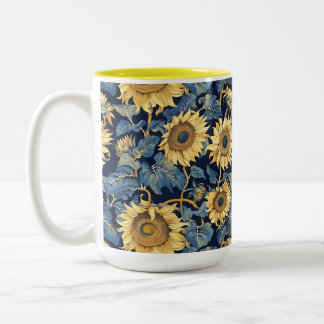 Taza Bicolor Amarillo de los girasoles de Art Nouveau