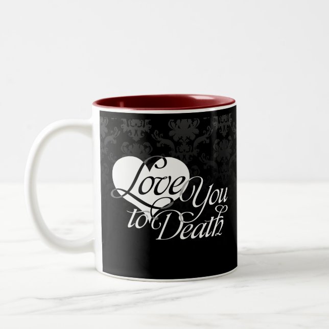 Taza Bicolor Ámele a la muerte - damasco gótico negro (Izquierda)