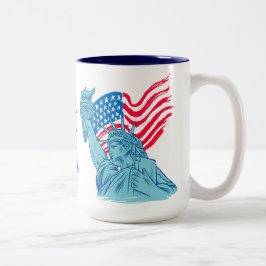 TAZA BICOLOR AMÉRICA 250 AÑOS DE LIBERTAD ESTATUA DE LA LIBERTA