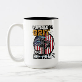Taza Bicolor American Flag Electrician Gift