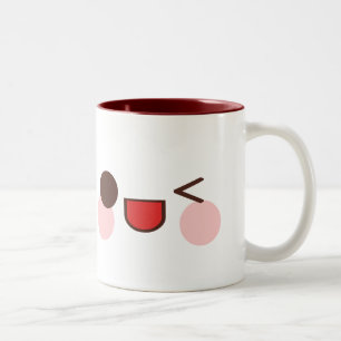 Taza Bicolor Amigo Cara Sonriente Dulce Kawaii Ojos Felices