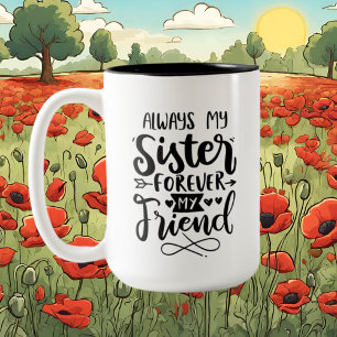 Taza Bicolor Amigo de hermanas de corte añadir mensaje