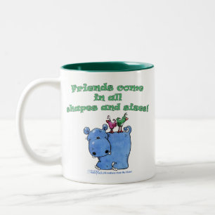 Taza Bicolor Amigos del hipopótamo y del pájaro