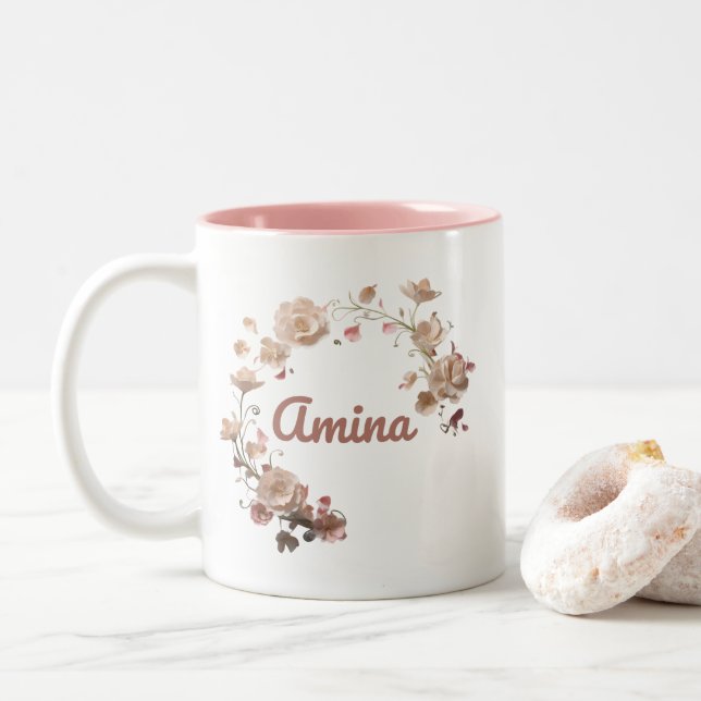 Taza Bicolor Amina Floral Mug (Con donut)