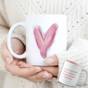 Taza Bicolor Amistad galentina del corazón rosado