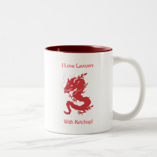 Taza Bicolor ¡Amo a abogados - con la salsa de tomate!