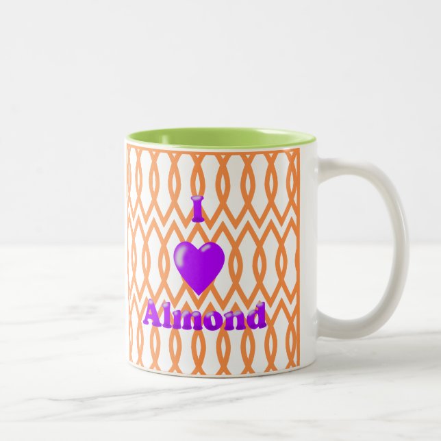Taza Bicolor Amo a Almond en Naranja (Derecha)