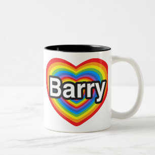 Taza Bicolor Amo a Barry. Te amo Barry. Corazón