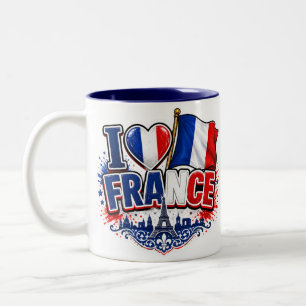 Taza Bicolor Amo a FRANCIA Equipo Francia 2026 Gallo Fútbol 