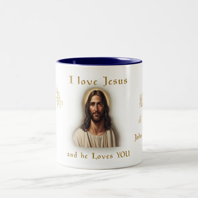 Taza Bicolor Amo a Jesús (Centro)