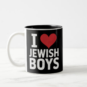 Taza Bicolor Amo a los chicos judíos que corazón a los judíos H