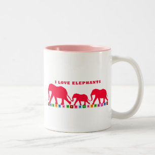 Taza Bicolor Amo a los elefantes (rojo)