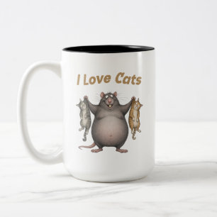 Taza Bicolor Amo a los gatos con rata
