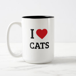 Taza Bicolor Amo a los Gatos - Minimalista Amante de los Gatos 