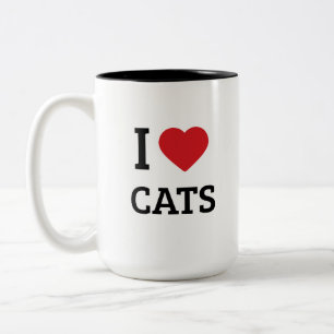 Taza Bicolor Amo a los Gatos - Minimalista Amante de los Gatos