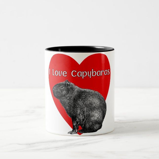 Taza Bicolor Amo a los Mugs de Capybara (Centro)