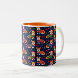 Taza Bicolor Amo a los Navidades Corgis Sweater
