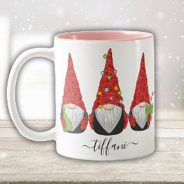 Taza Bicolor Amo a los Navidades los gnomos se personalizan con