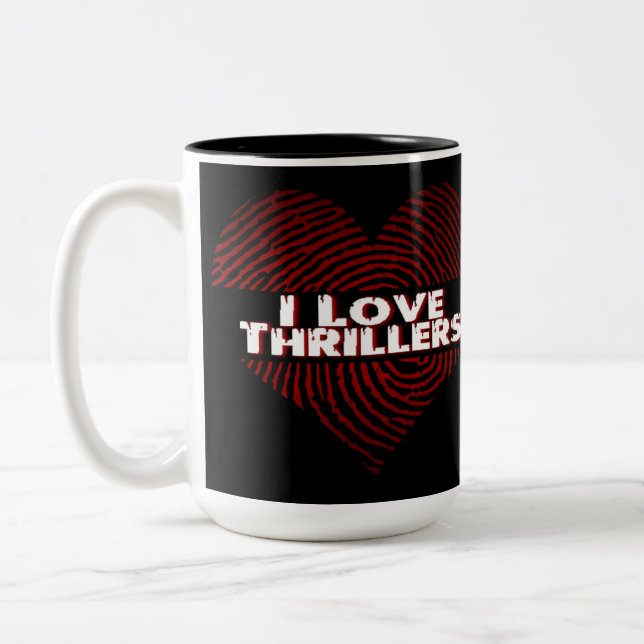 Taza Bicolor Amo a los Thrillers Black (Izquierda)