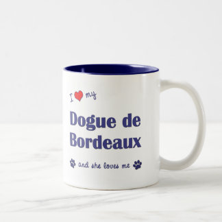 Taza Bicolor Amo a mi Dogue de Bordeaux (el perro femenino)