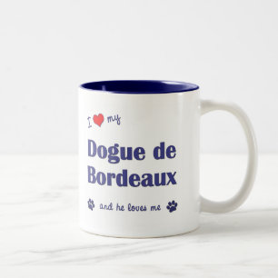 Taza Bicolor Amo a mi Dogue de Bordeaux (el perro masculino)