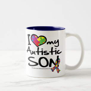 Taza Bicolor Amo a mi hijo autístico